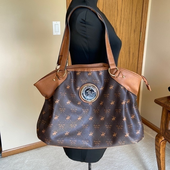 Beverly Hills Polo Club Brown and Cognac Large Shoulder Bag - Picture 2 of 12